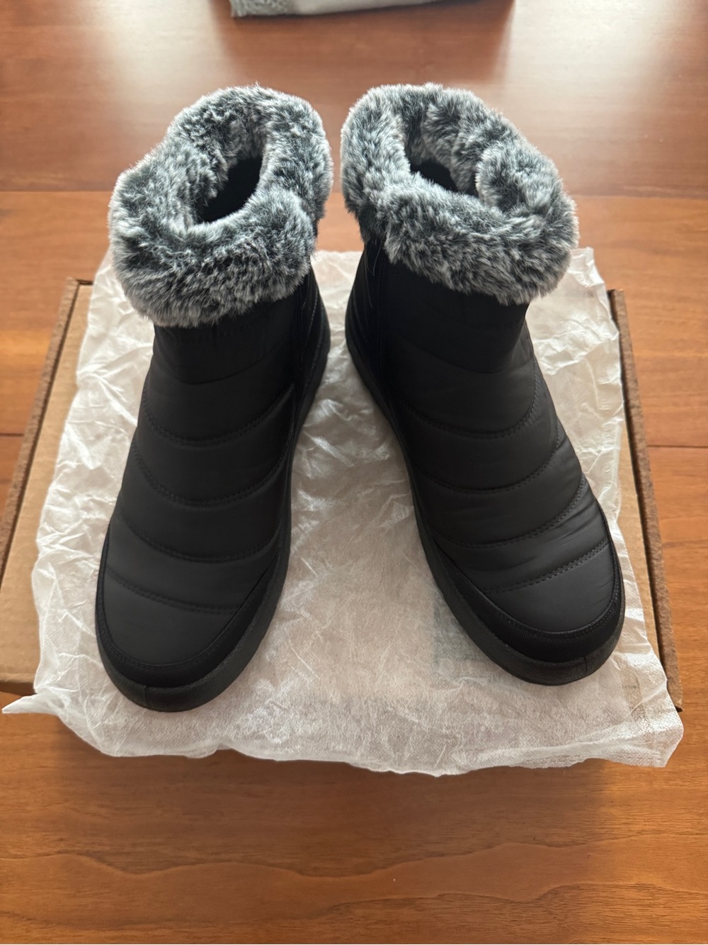 Women's Black Winter Faux-Fur Ankle Boots